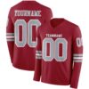 Custom Cardinal Gray-White Long Sleeve Authentic Football Jersey