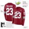 Custom Cardinal White-Gray Long Sleeve Authentic Football Jersey