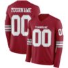 Custom Cardinal White-Gray Long Sleeve Authentic Football Jersey