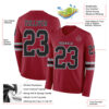 Custom Cardinal Black-Gray Long Sleeve Authentic Football Jersey
