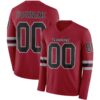 Custom Cardinal Black-Gray Long Sleeve Authentic Football Jersey