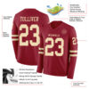 Custom Cardinal Cream Long Sleeve Authentic Football Jersey