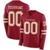 Custom Cardinal Cream Long Sleeve Authentic Football Jersey