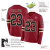 Custom Cardinal Black-Cream Long Sleeve Authentic Football Jersey