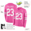 Custom Pink White Long Sleeve Authentic Football Jersey
