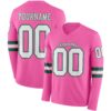 Custom Pink White=Kelly Green Long Sleeve Authentic Football Jersey