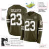 Custom Olive White Long Sleeve Salute To Service Authentic Football Jersey
