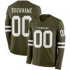 Custom Olive White Long Sleeve Salute To Service Authentic Football Jersey