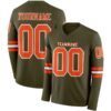 Custom Olive Orange-White Long Sleeve Salute To Service Authentic Football Jersey