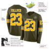 Custom Olive Gold-White Long Sleeve Salute To Service Authentic Football Jersey