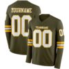 LongSleeve0859 Custom Olive White-Gold Long Sleeve Salute To Service Authentic Football Jersey