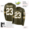 Custom Olive White-Old Gold Long Sleeve Salute To Service Authentic Football Jersey