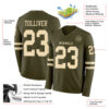 Custom Olive Cream Long Sleeve Salute To Service Authentic Football Jersey