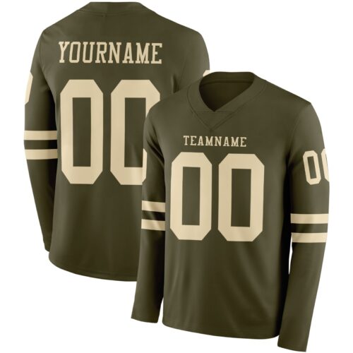 LongSleeve0862 Custom Olive Cream Long Sleeve Salute To Service Authentic Football Jersey