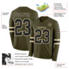 Custom Olive Black-Cream Long Sleeve Salute To Service Authentic Football Jersey
