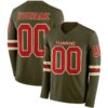 Custom Olive Red-Cream Long Sleeve Salute To Service Authentic Football Jersey
