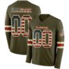 LongSleeve0866 Custom Olive Vintage USA Flag Cream-Red Long Sleeve Salute To Service Authentic Football Jersey