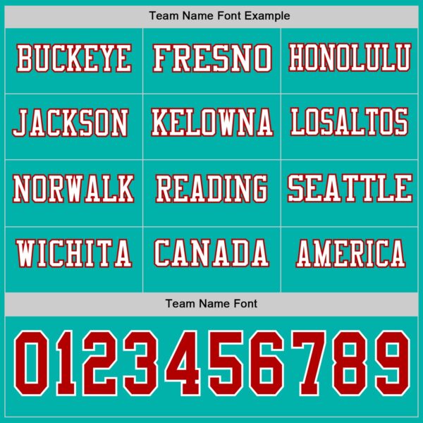 Custom Aqua Red-White Long Sleeve Authentic Football Jersey