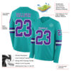 Custom Aqua Purple-White Long Sleeve Authentic Football Jersey