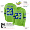 Custom Neon Green Royal-White Long Sleeve Authentic Football Jersey