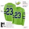 Custom Neon Green Navy-White Long Sleeve Authentic Football Jersey