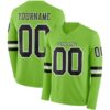 Custom Neon Green Black-White Long Sleeve Authentic Football Jersey