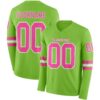 Custom Neon Green Pink-White Long Sleeve Authentic Football Jersey