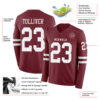 Custom Burgundy White Long Sleeve Authentic Football Jersey