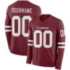 Custom Burgundy White Long Sleeve Authentic Football Jersey