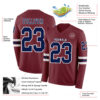 Custom Burgundy Navy-White Long Sleeve Authentic Football Jersey