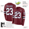 Custom Burgundy White-Navy Long Sleeve Authentic Football Jersey