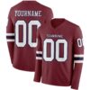 Custom Burgundy White-Navy Long Sleeve Authentic Football Jersey