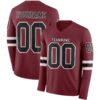 Custom Burgundy Black-White Long Sleeve Authentic Football Jersey