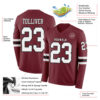 Custom Burgundy White-Black Long Sleeve Authentic Football Jersey