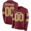 Custom Burgundy Old Gold-White Long Sleeve Authentic Football Jersey