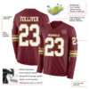 Custom Burgundy White-Old Gold Long Sleeve Authentic Football Jersey