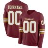 Custom Burgundy White-Old Gold Long Sleeve Authentic Football Jersey