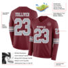 Custom Burgundy Gray-White Long Sleeve Authentic Football Jersey