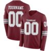 Custom Burgundy White-Gray Long Sleeve Authentic Football Jersey