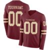 Custom Burgundy Cream Long Sleeve Authentic Football Jersey