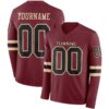 Custom Burgundy Black-Cream Long Sleeve Authentic Football Jersey