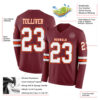 Custom Burgundy White-Orange Long Sleeve Authentic Football Jersey