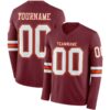 Custom Burgundy White-Orange Long Sleeve Authentic Football Jersey