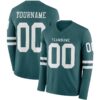 Custom Midnight Green White Long Sleeve Authentic Football Jersey