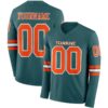 Custom Midnight Green Orange-White Long Sleeve Authentic Football Jersey