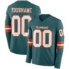 Custom Midnight Green White-Orange Long Sleeve Authentic Football Jersey