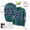 Custom Midnight Green Navy-White Long Sleeve Authentic Football Jersey