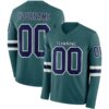Custom Midnight Green Navy-White Long Sleeve Authentic Football Jersey