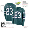 Custom Midnight Green White-Navy-White Long Sleeve Authentic Football Jersey