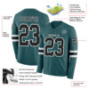 Custom Midnight Green Black-White Long Sleeve Authentic Football Jersey